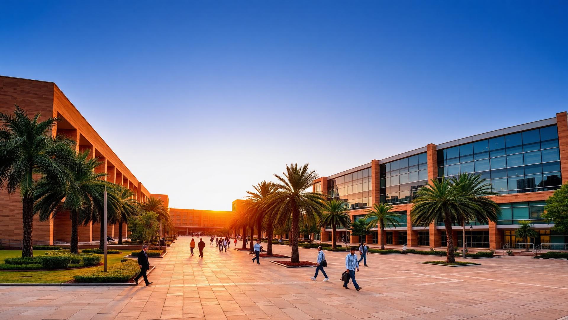 DUET Karachi campus plaza at golden hour