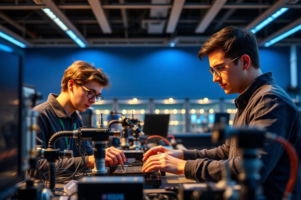 Students working in a DUET engineering laboratory